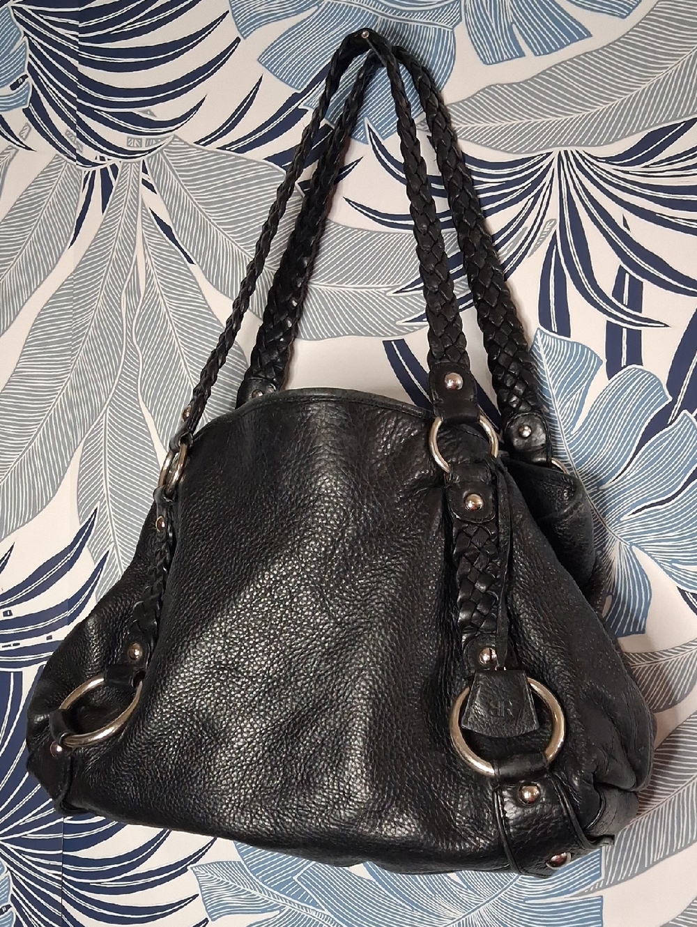 Banana Republic Black Braided-Handle Shoulder Tote